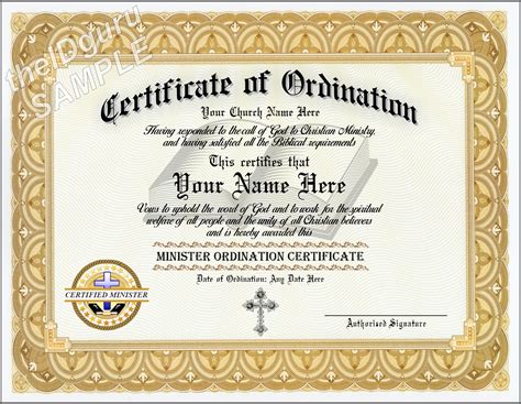 free ordained minister certificate.